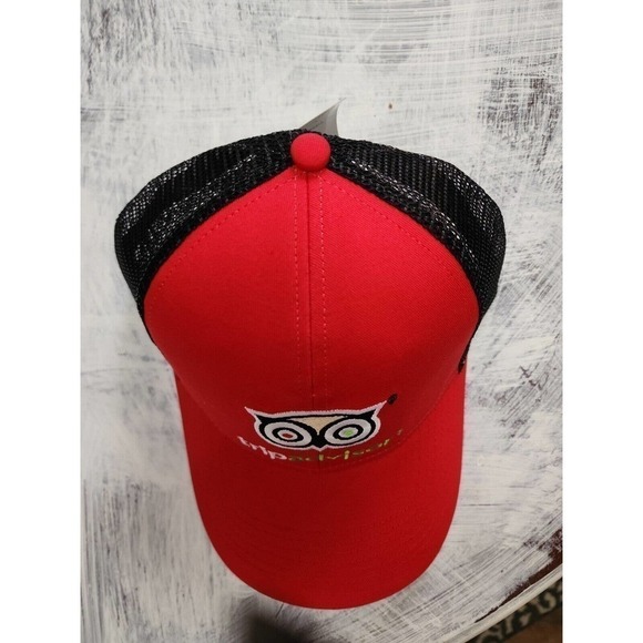 Trip Advisor Snapback Hat Mesh Back Adjustable Red Black Cap America New - Picture 7 of 7